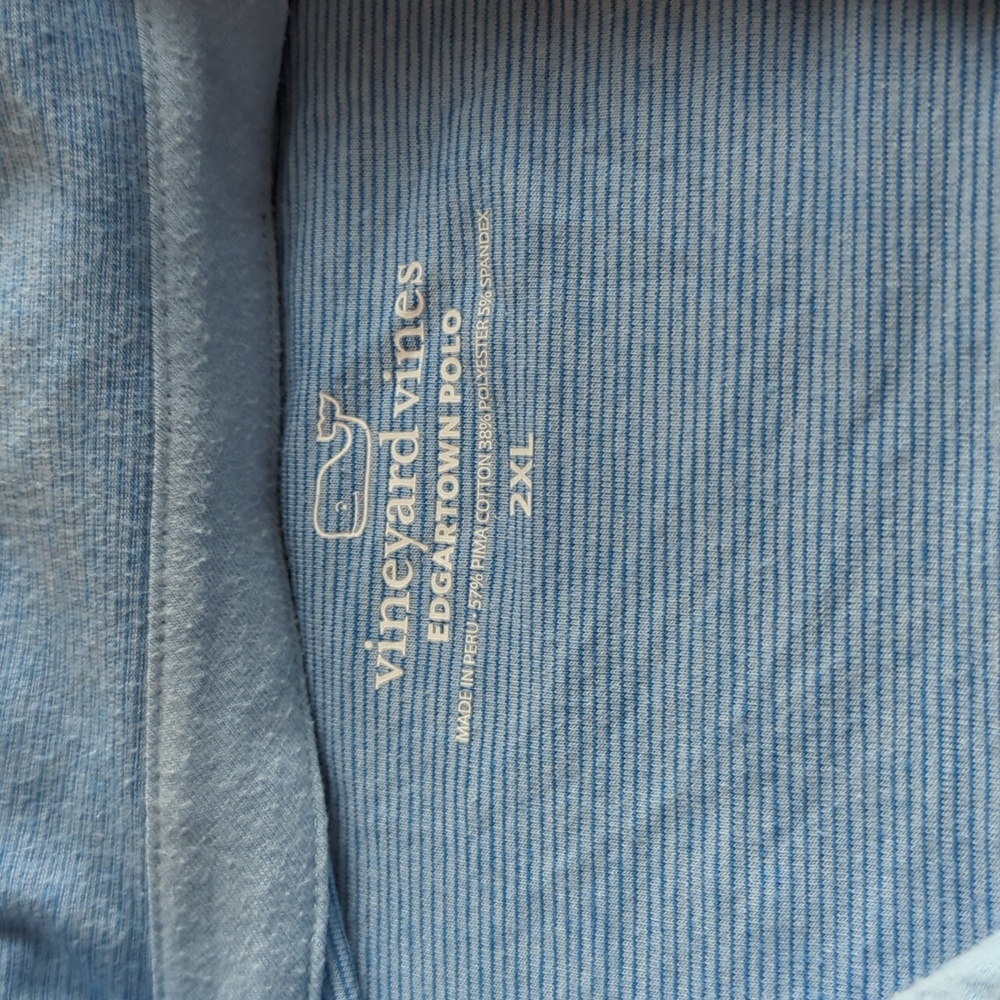 Vineyard Vines Mens Light Blue Horizontal Striped Soft Edgartown Polo Size 2XL - Picture 3 of 5